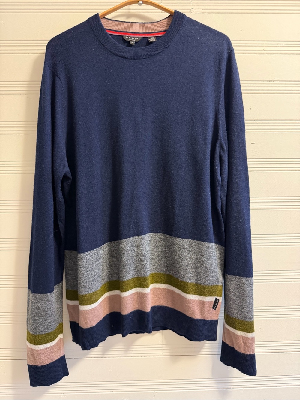Ted Baker London Men’s Colour Block Stripe Crewneck Sweater Size 4
